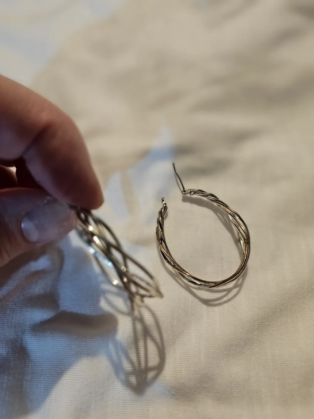 Twisted Multi-Strand Hoop Earrings - Silver Tone